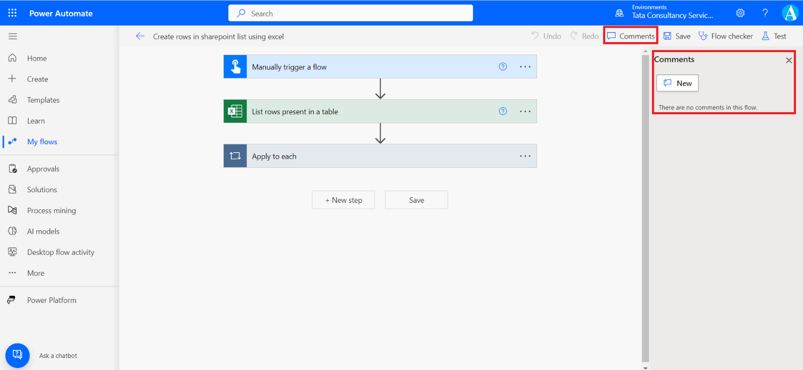 Comments in Power Automate