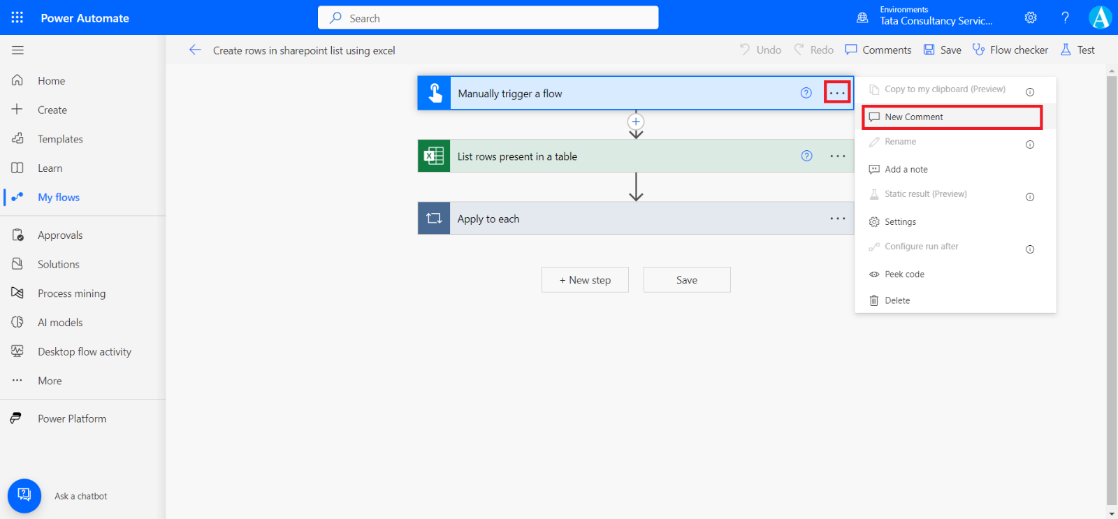 Comments in Power Automate