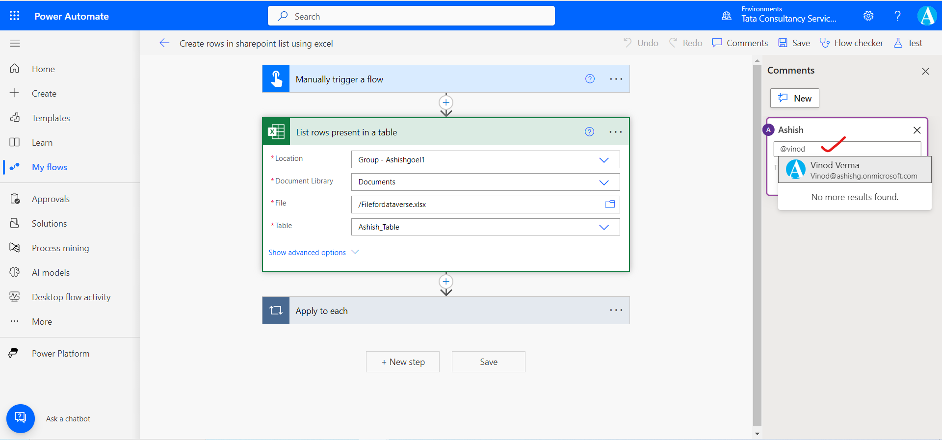 Comments in Power Automate