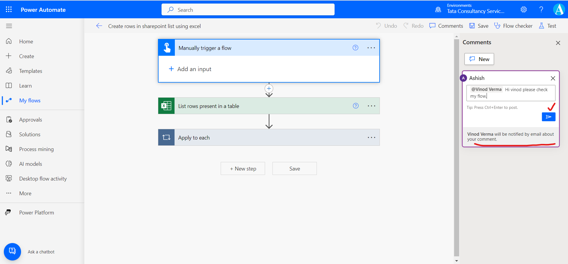 Comments in Power Automate