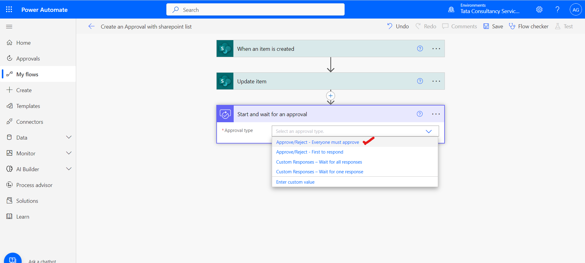 Create an Approval Flow with SharePoint list