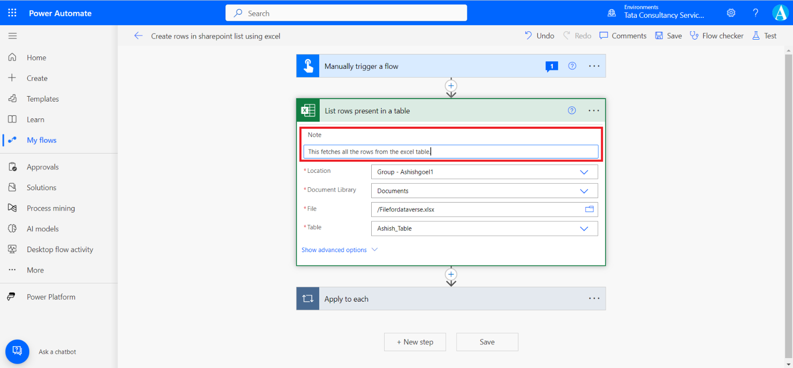 Notes in Power Automate