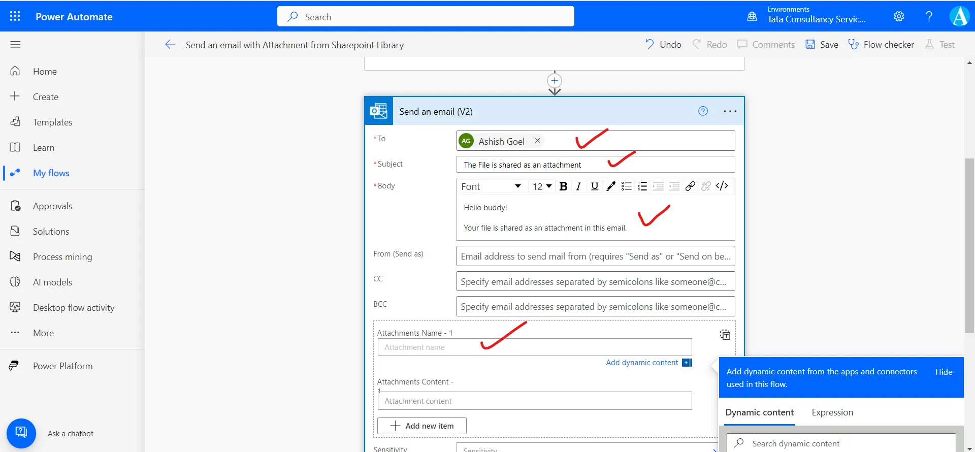 Send an email with Attachment from Sharepoint Library