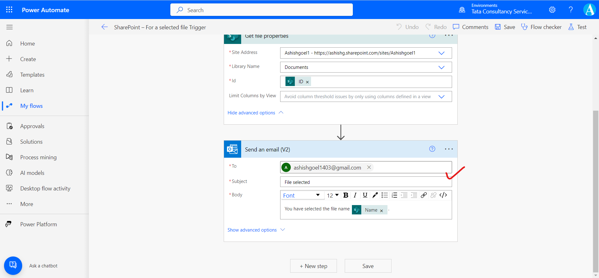 SharePoint – For a selected file Trigger