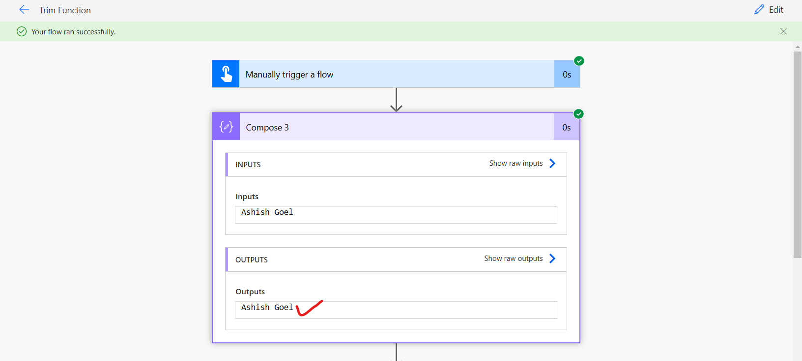 trim function in Power Automate