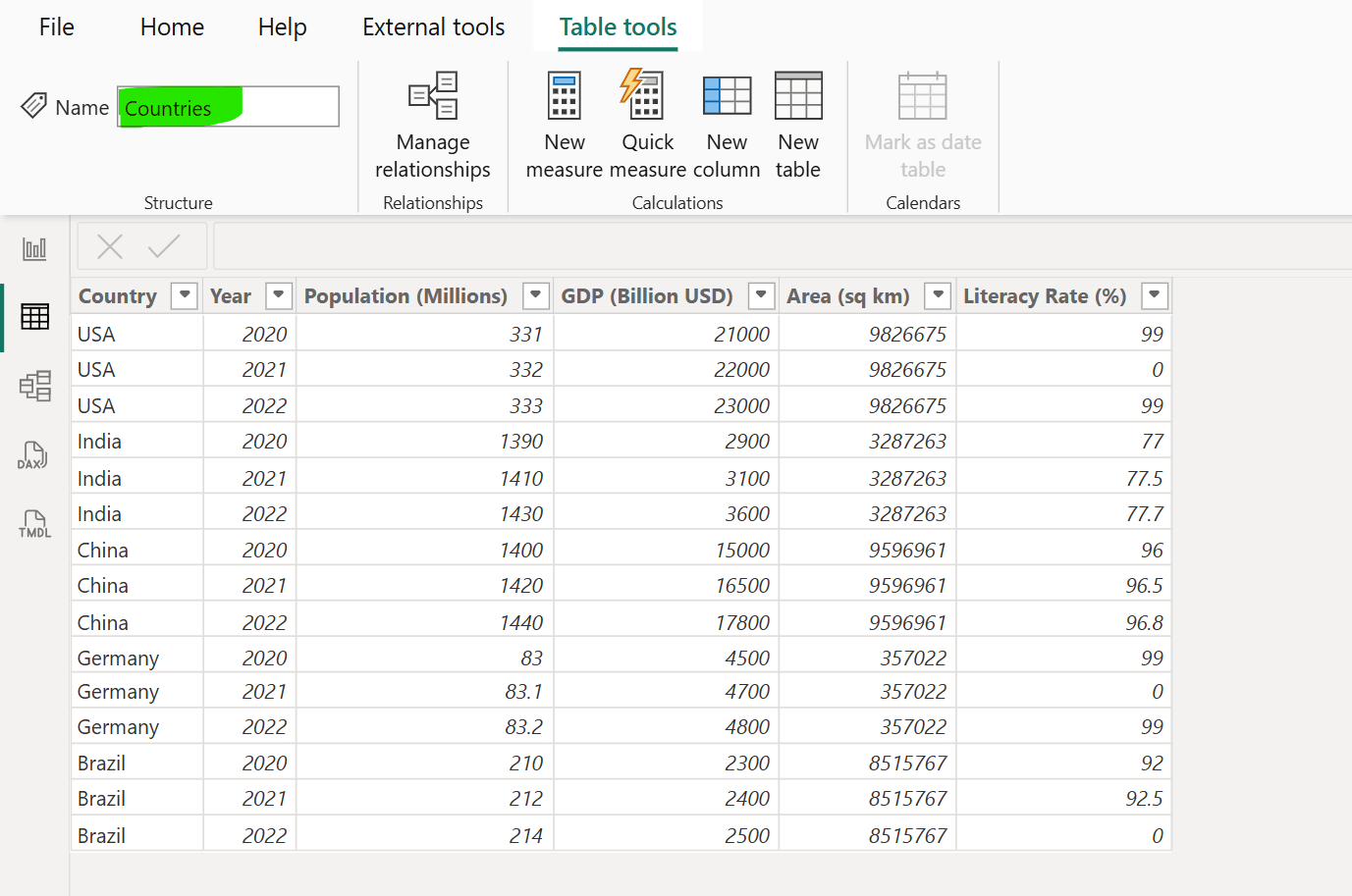 ADDCOLUMNS dax function in Power BI