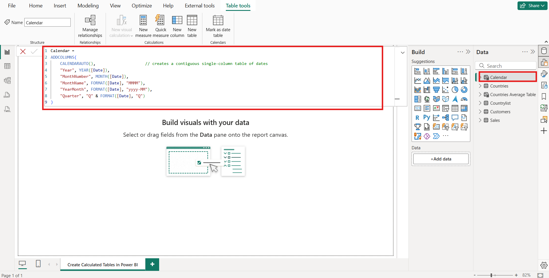 Calculated Tables in Power BI