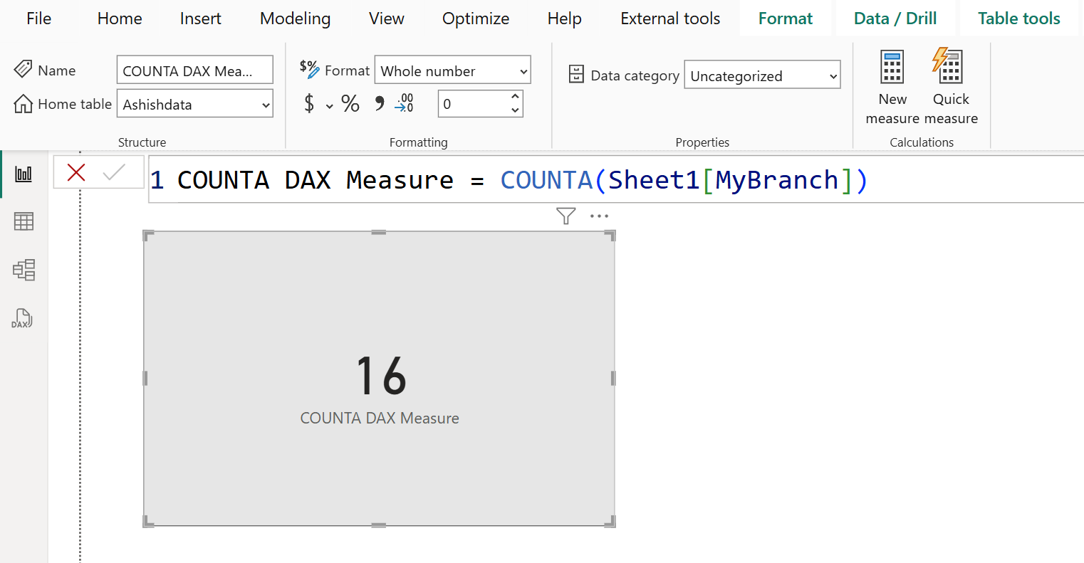 COUNTA dax function in Power BI COUNTA dax function in Power BI