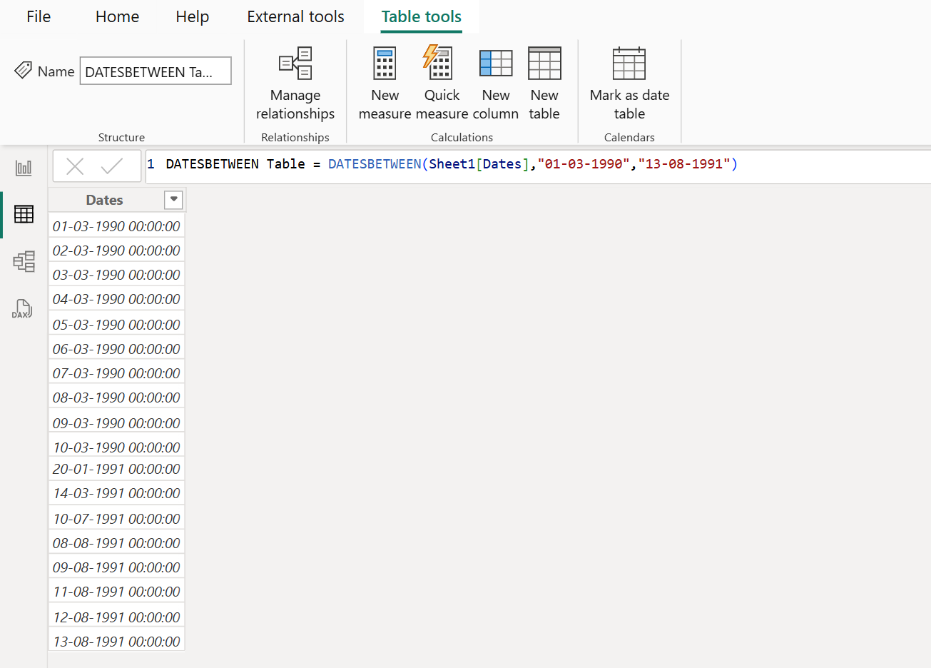 DATESBETWEEN dax function in Power BI DATESBETWEEN dax function in Power BI