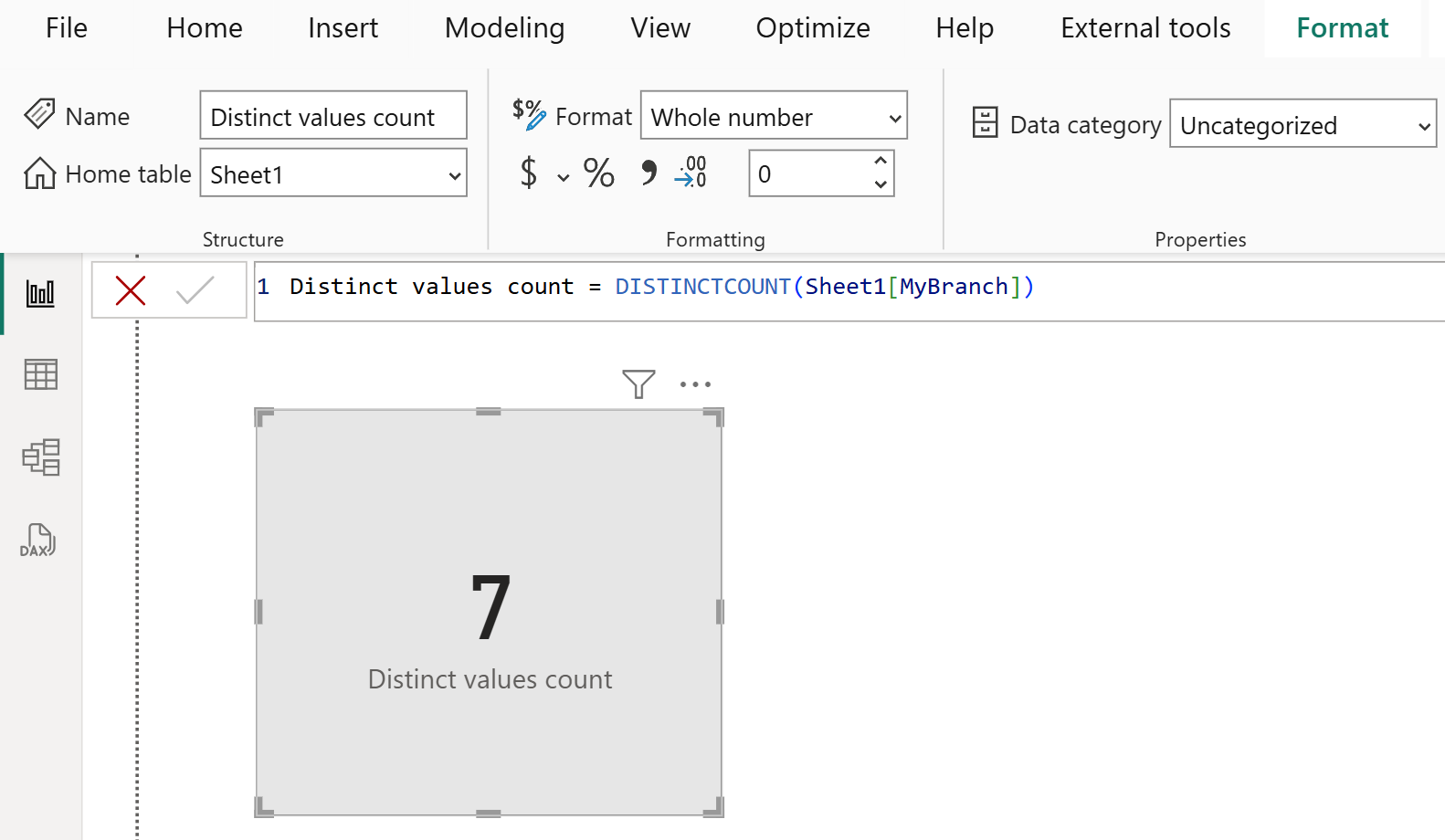 DISTINCTCOUNT dax function in Power BI