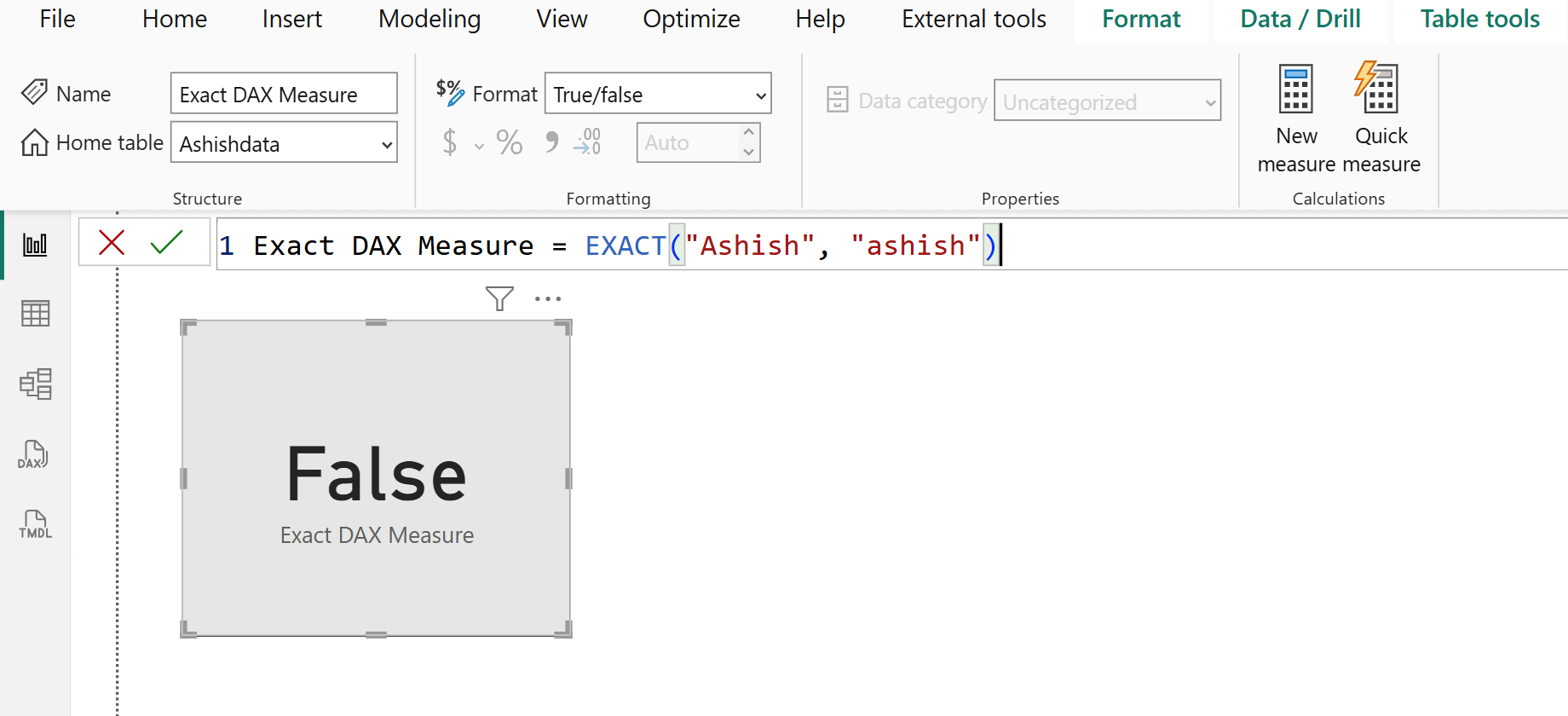 EXACT dax function in Power BI EXACT dax function in Power BI