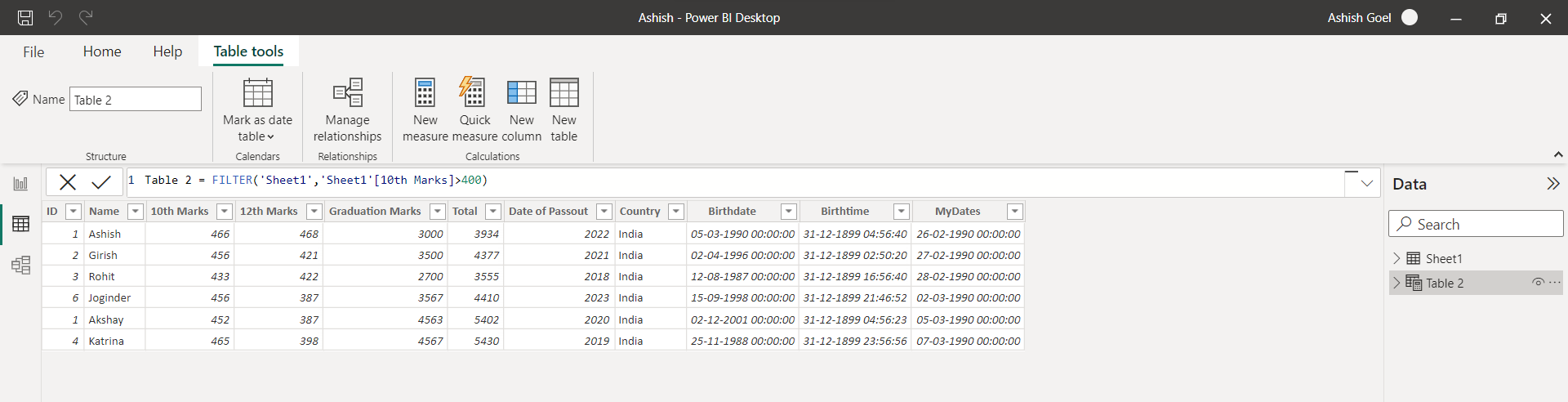 FILTER dax function