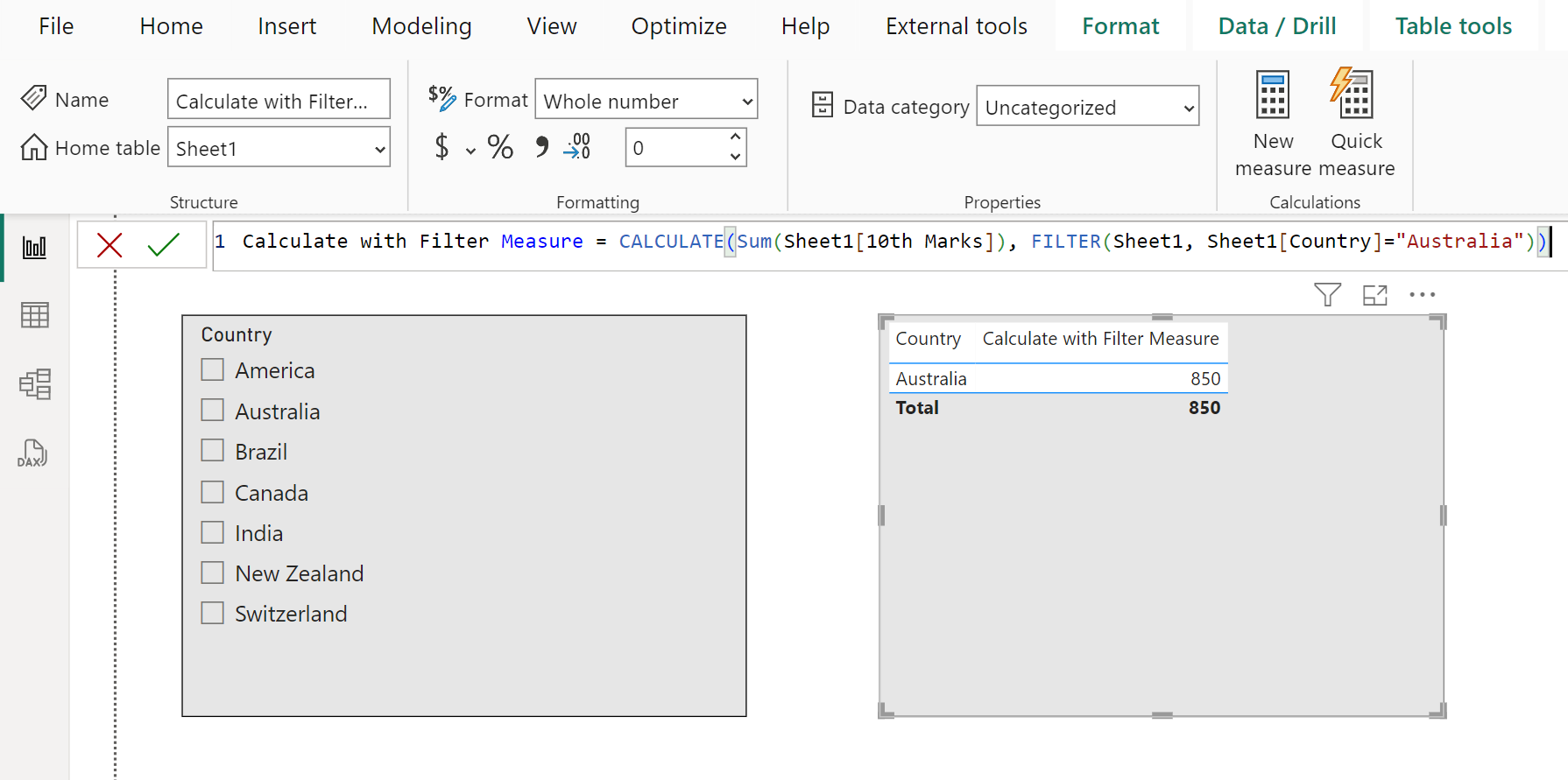 FILTER dax function in Power BI