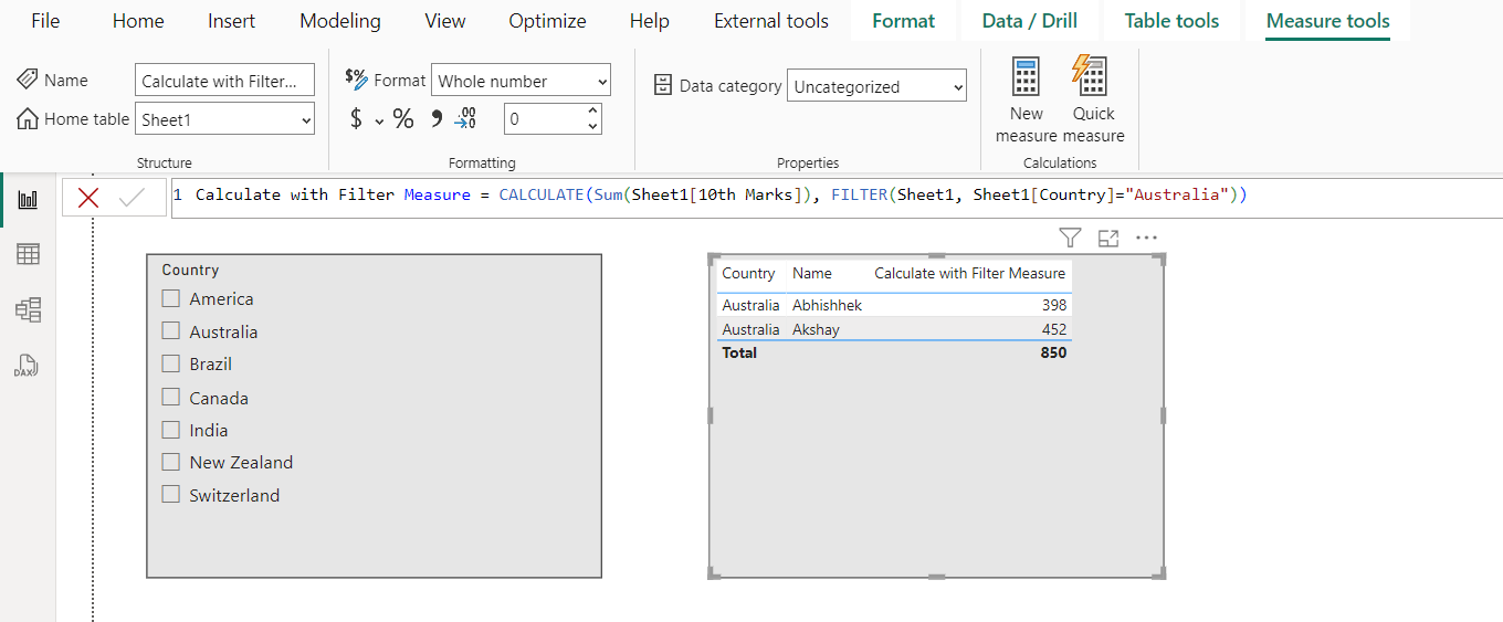 FILTER dax function in Power BI