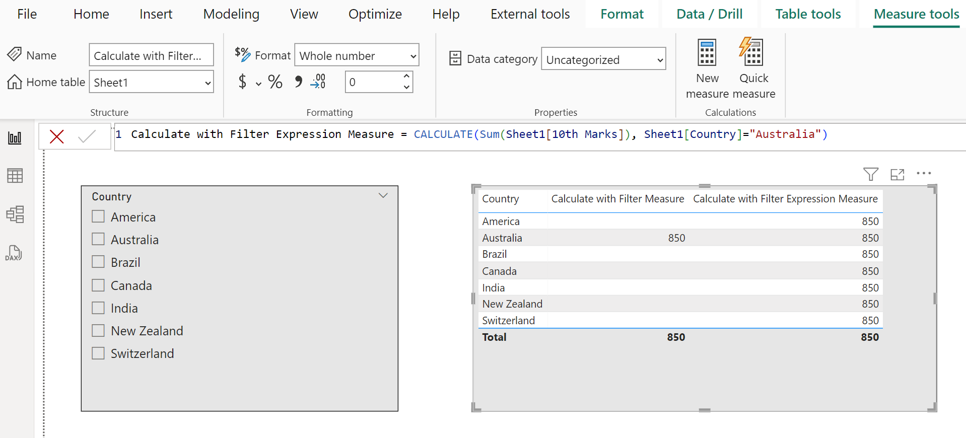 FILTER dax function in Power BI