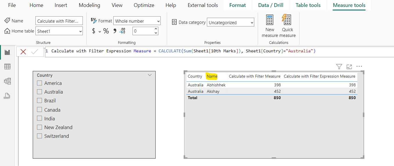 FILTER dax function in Power BI