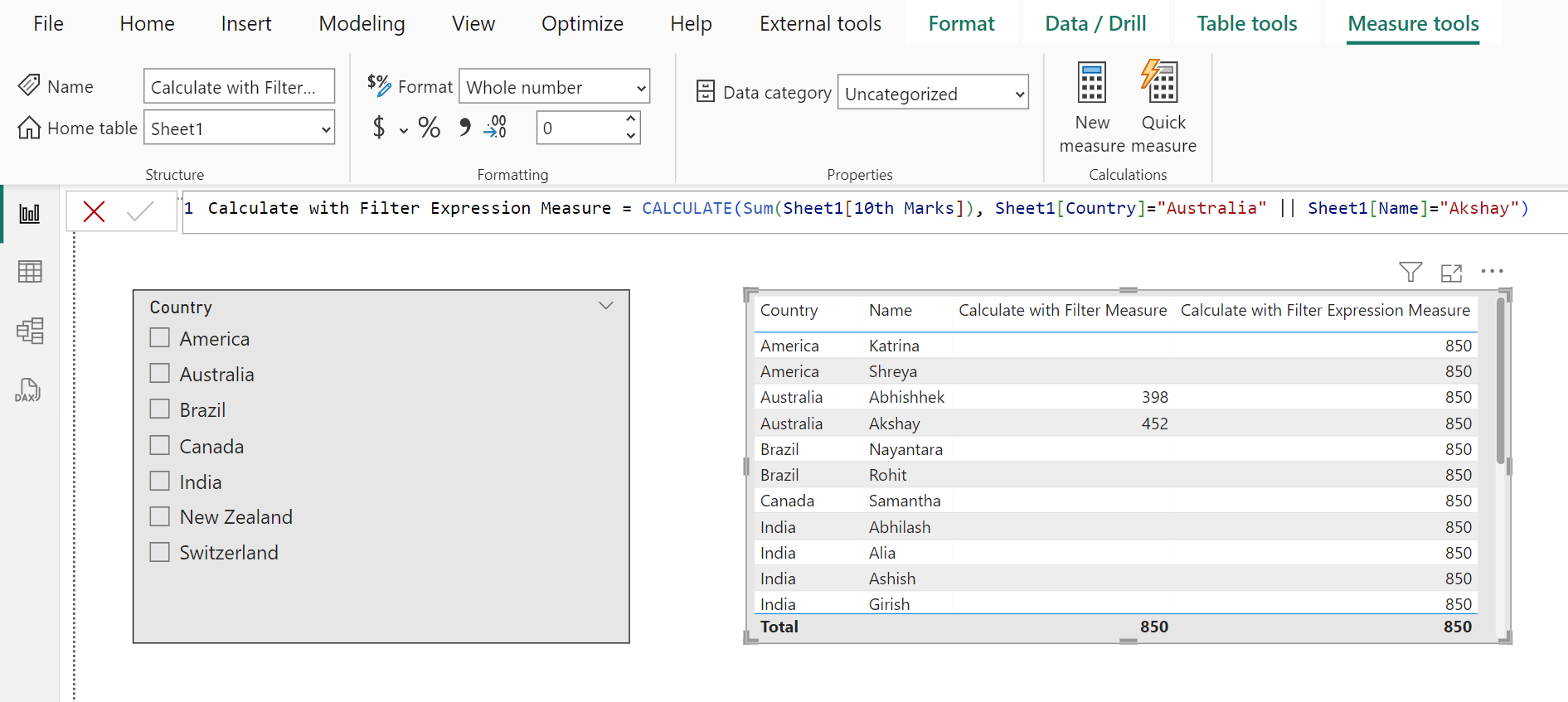 FILTER dax function in Power BI