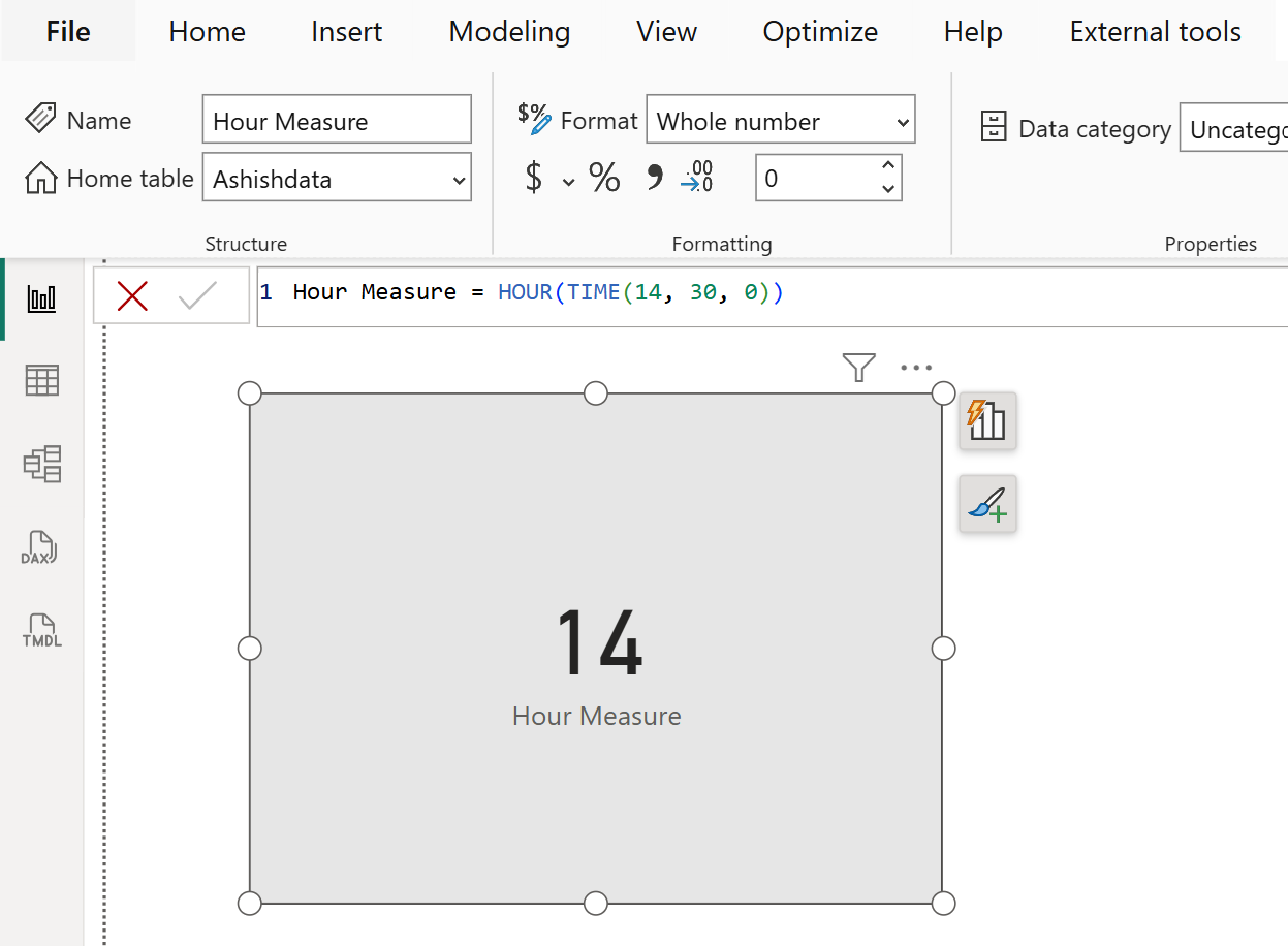 HOUR dax function in Power BI HOUR dax function in Power BI