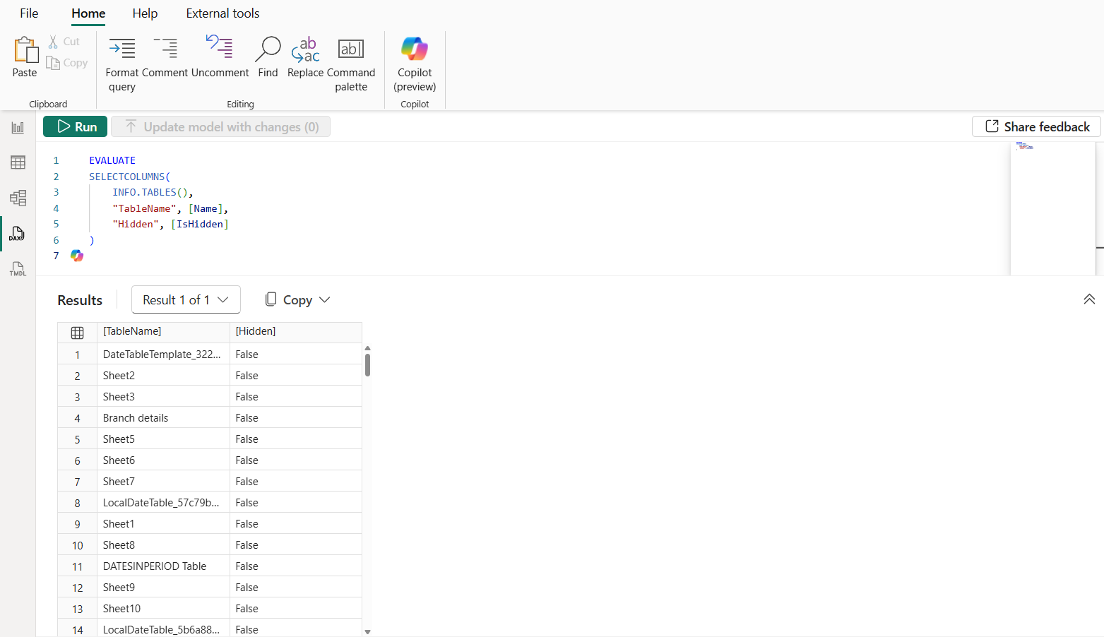INFO.TABLES DAX function in Power BI INFO.TABLES DAX function in Power BI
