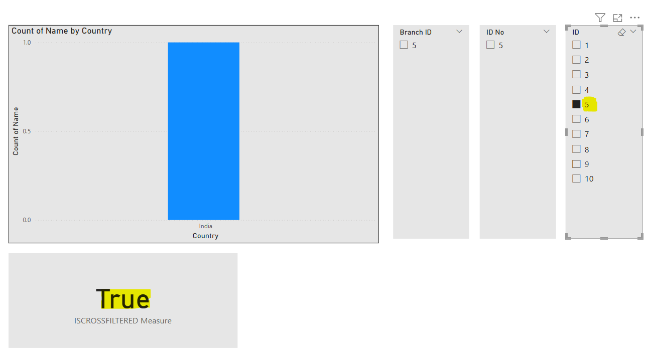 ISCROSSFILTERED DAX Function in Power BI
