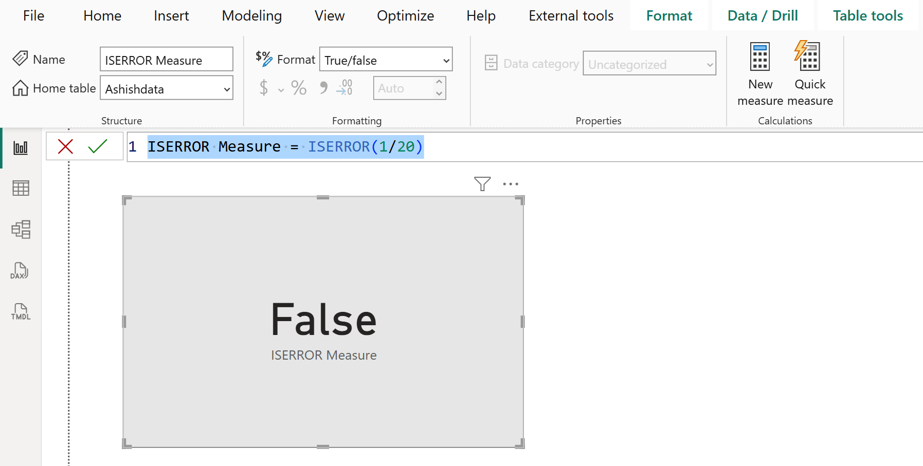 ISERROR DAX function in Power BI