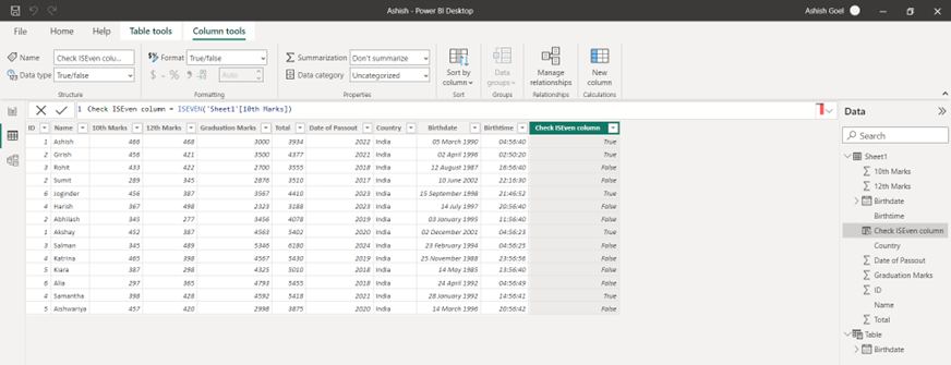 ISEVEN dax function