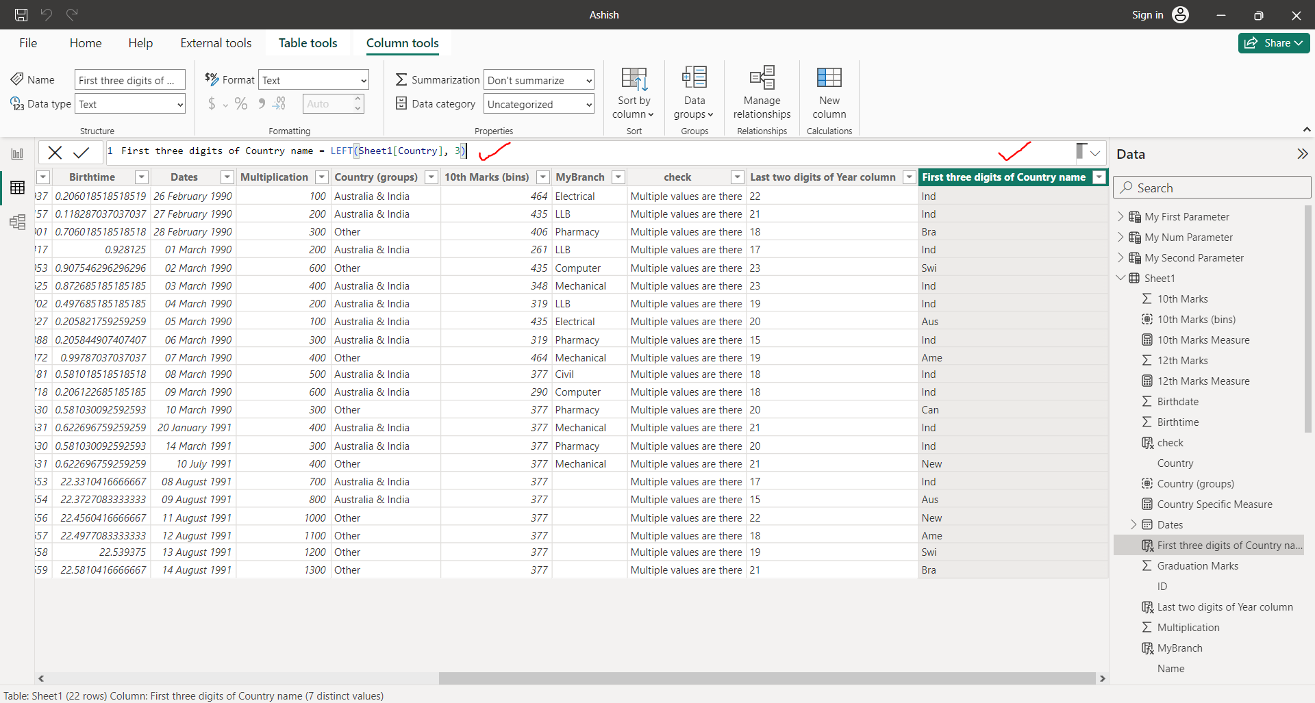 LEFT dax function in Power BI