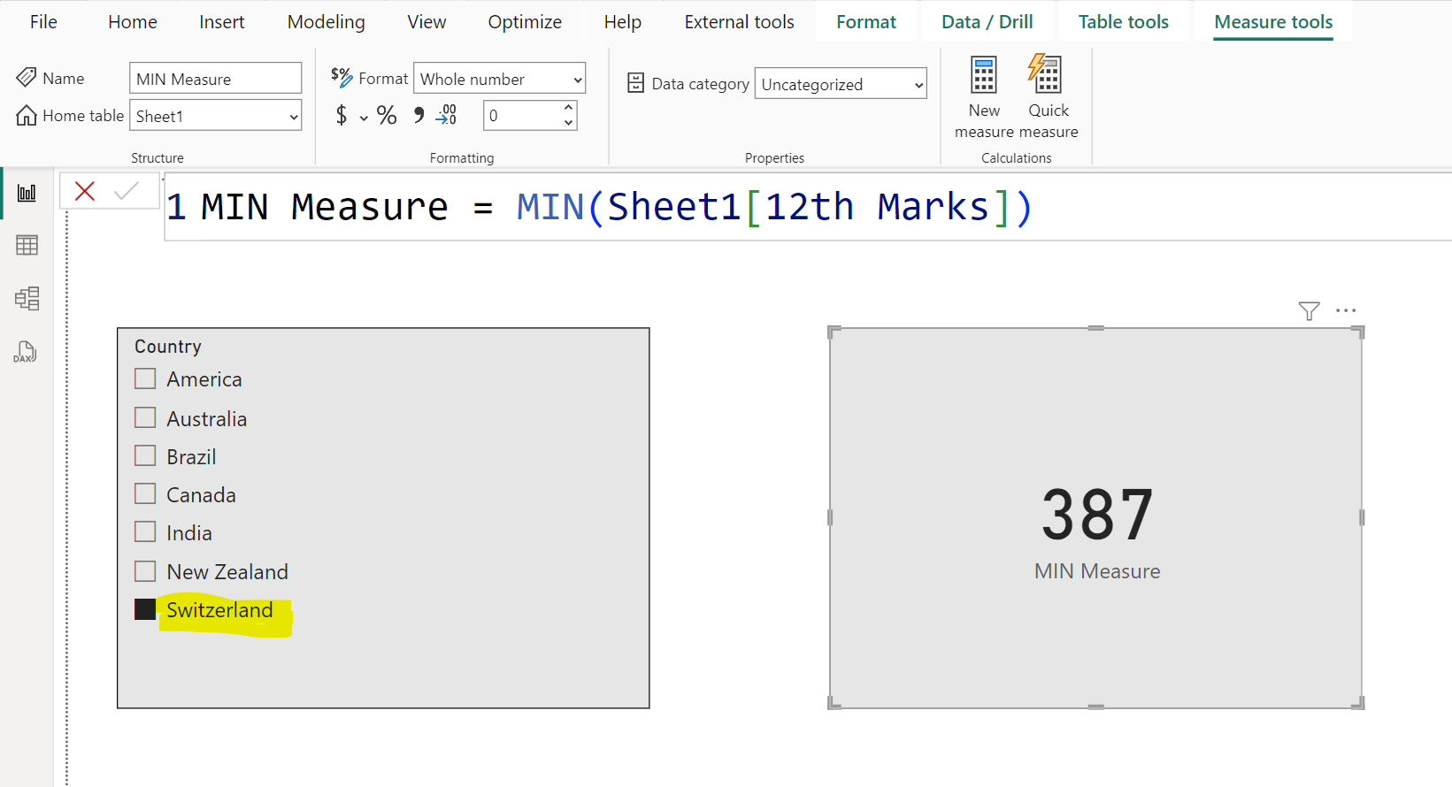 MIN dax function in Power BI MIN dax function in Power BI