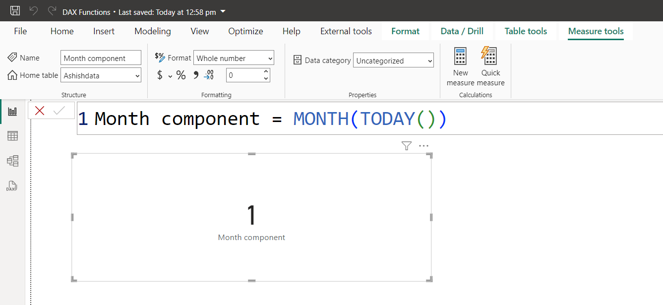 MONTH dax function in Power BI MONTH dax function in Power BI