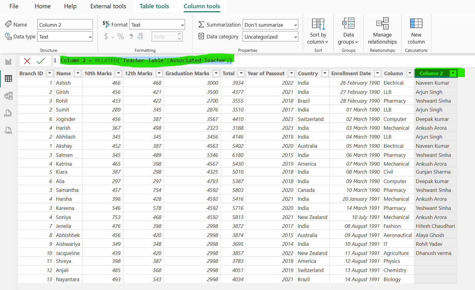 RELATED dax function in Power BI RELATED dax function in Power BI