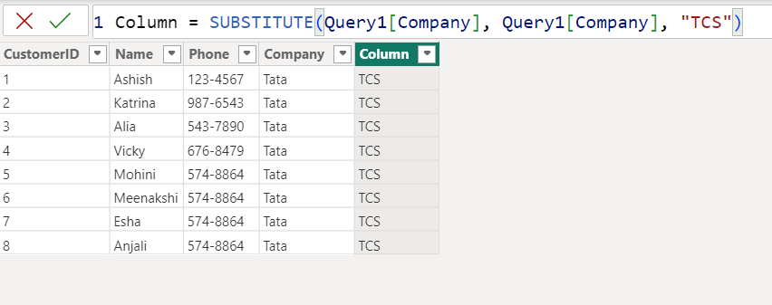 Substitute dax function