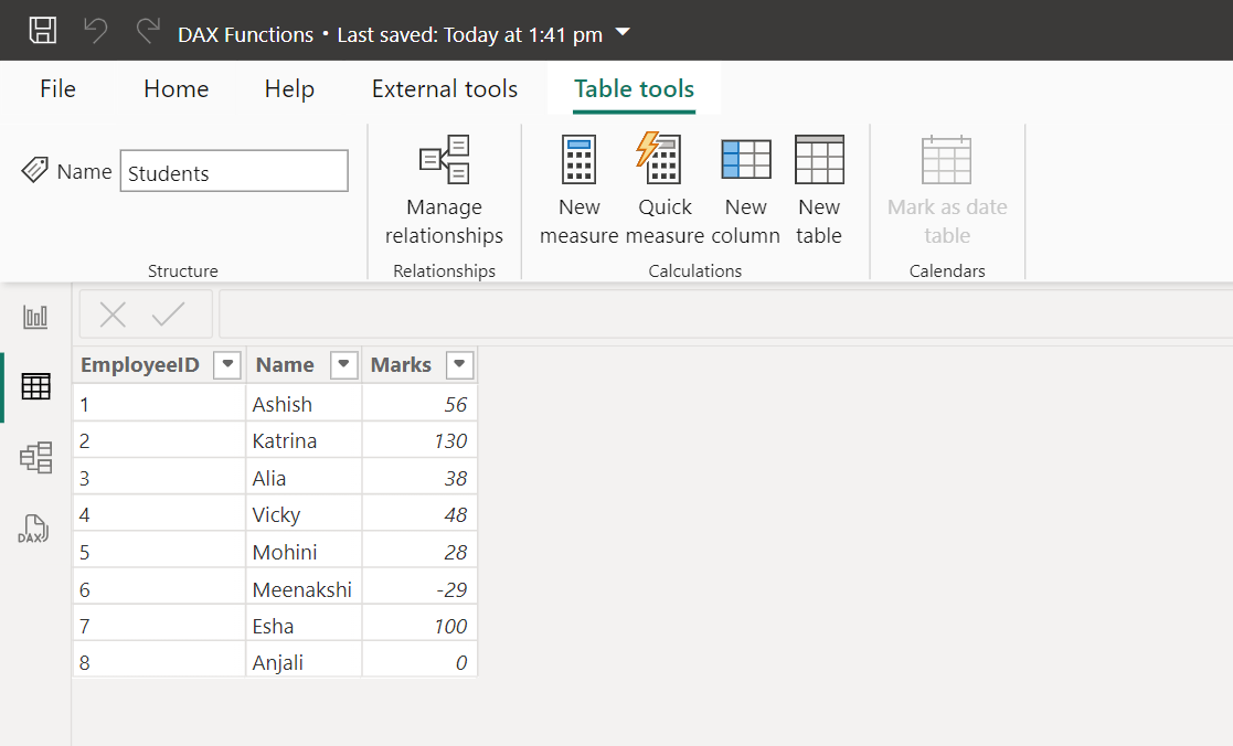 Table constructor in DAX in Power BI