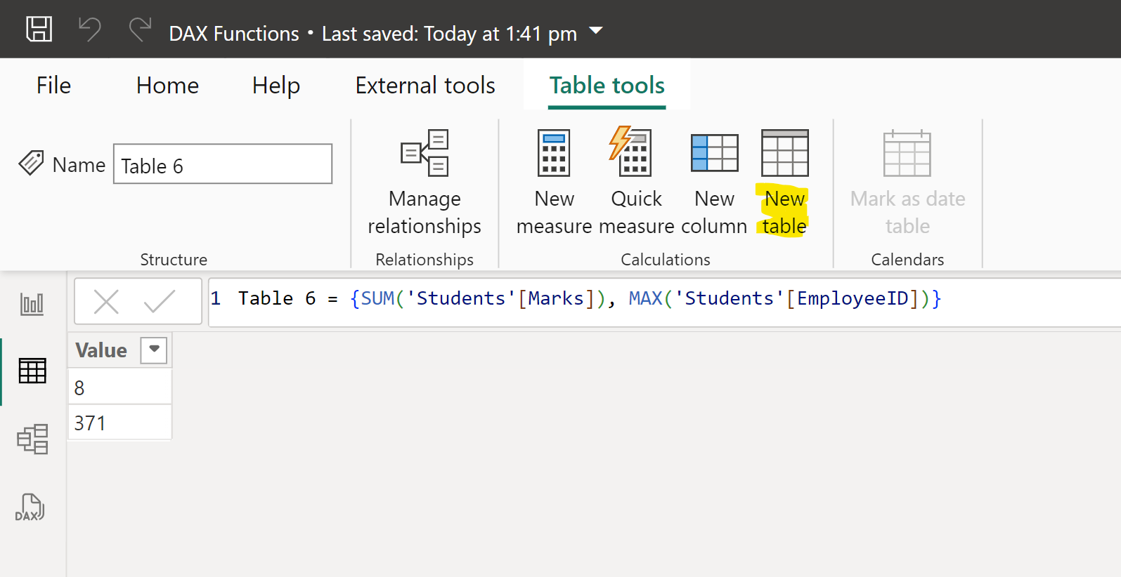 Table constructor in DAX in Power BI