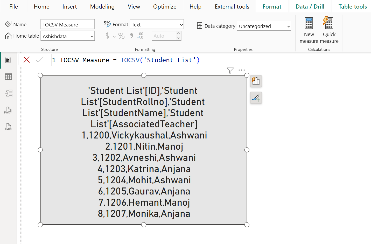 TOCSV DAX Function in Power BI TOCSV DAX Function in Power BI