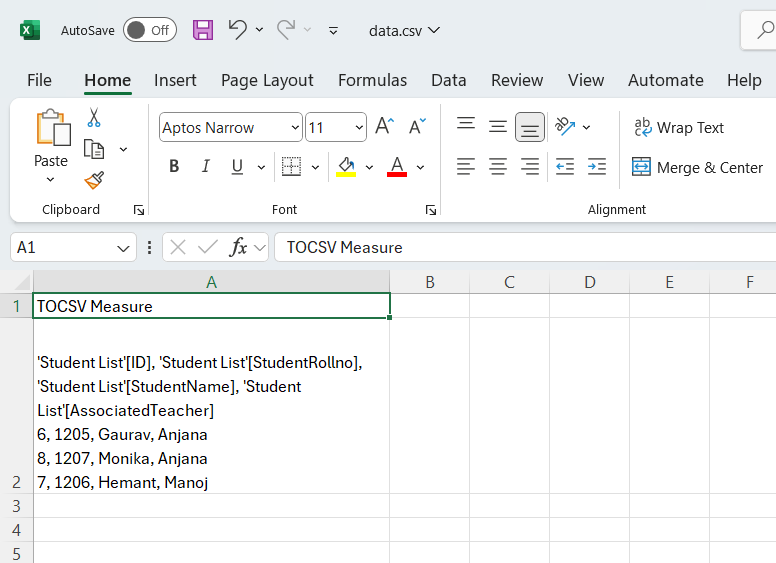 TOCSV DAX Function in Power BI TOCSV DAX Function in Power BI