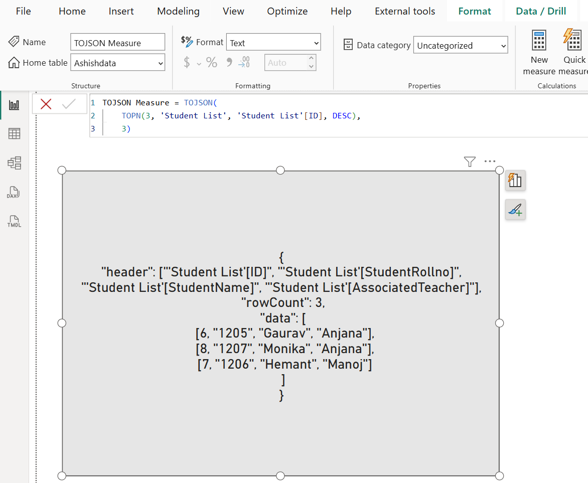 TOJSON DAX Function in Power BI TOJSON DAX Function in Power BI