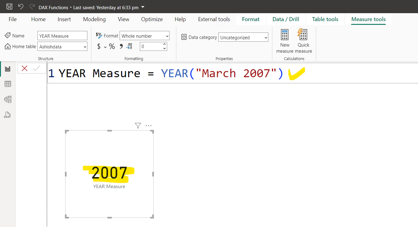YEAR dax function in Power BI YEAR dax function in Power BI
