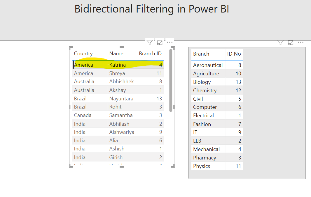 Bidirectional Filtering in Power BI Bidirectional Filtering in Power BI