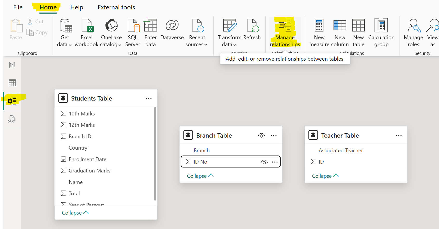 Model View in Power BI Model View in Power BI