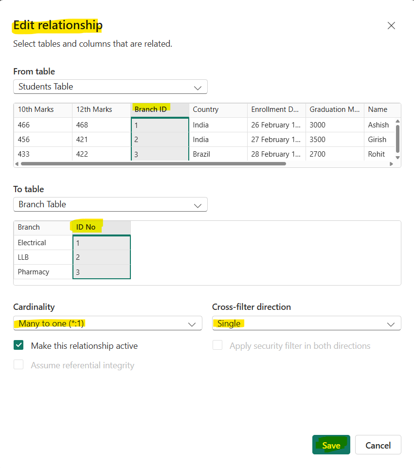 Model View in Power BI Model View in Power BI
