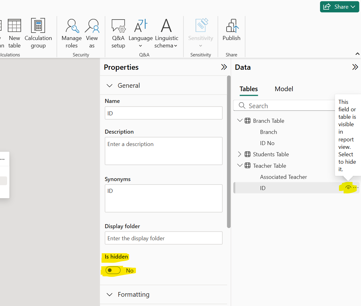 Model View in Power BI Model View in Power BI