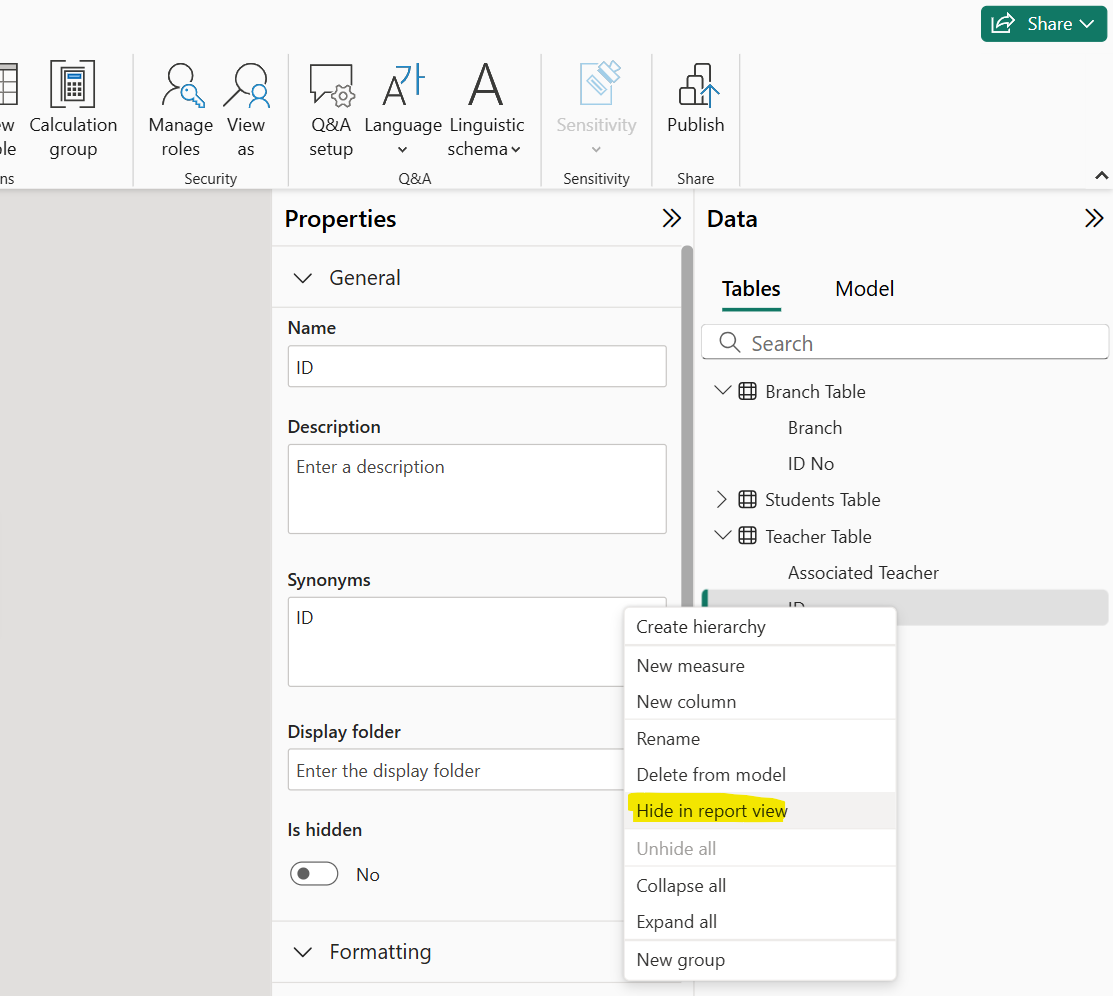 Model View in Power BI Model View in Power BI