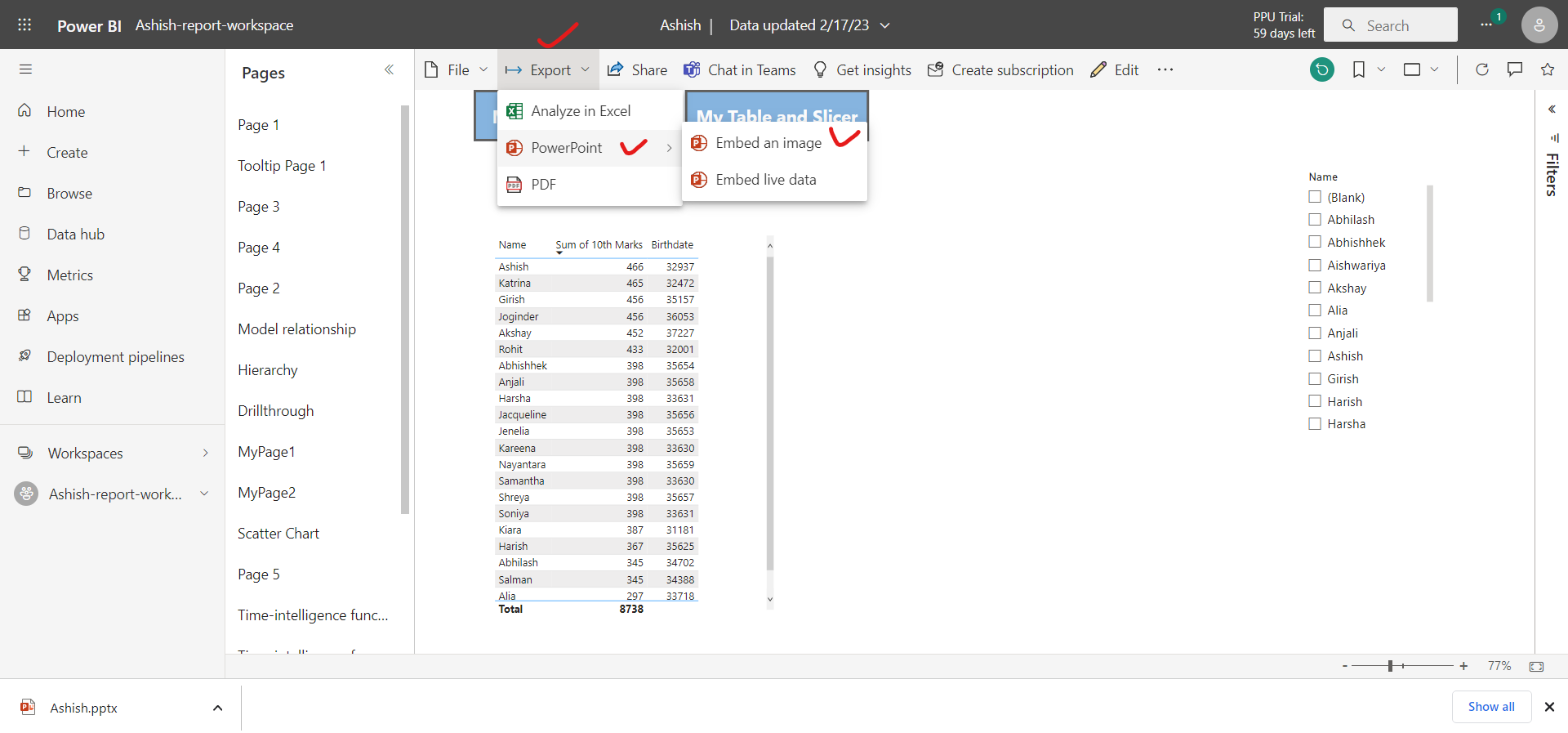 Export to PPT and PDF