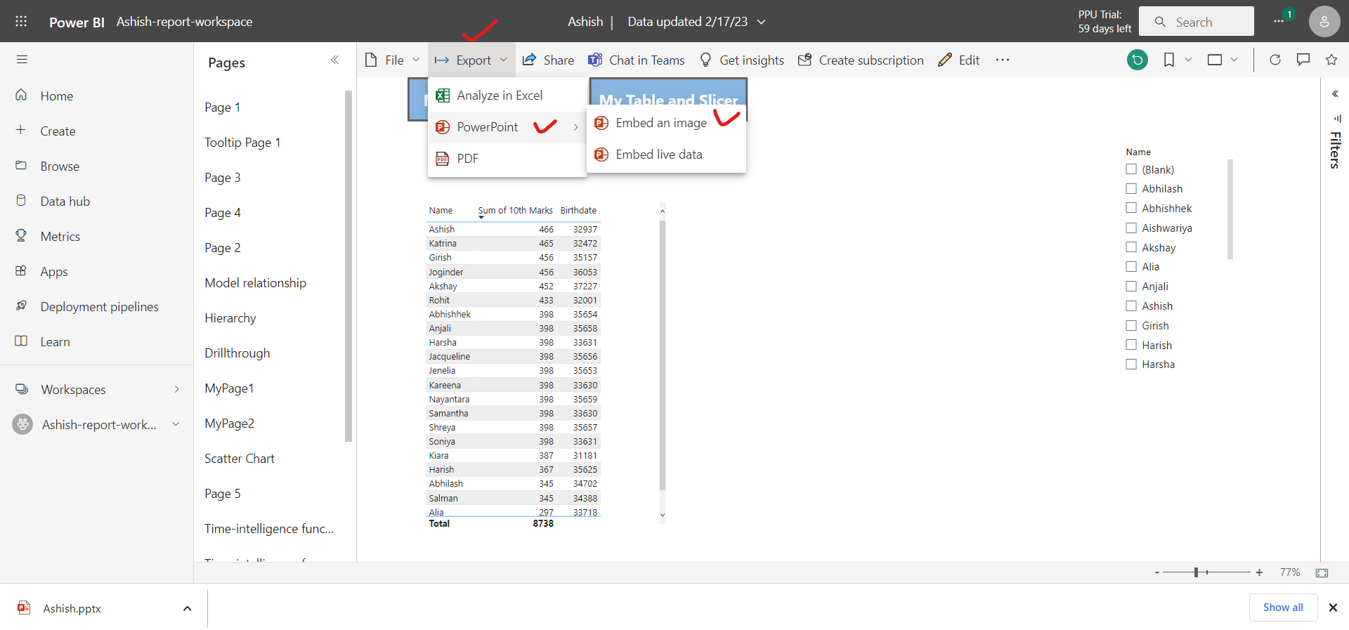 Export to PPT and PDF Export to PPT and PDF