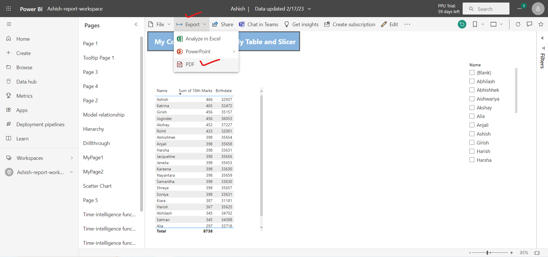Export to PPT and PDF Export to PPT and PDF