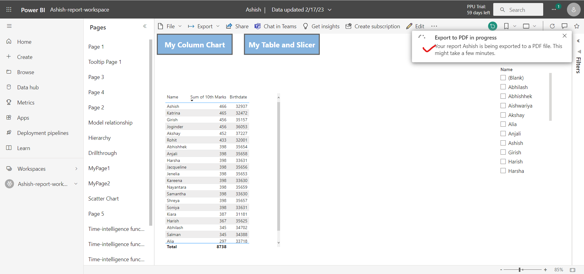 Export to PPT and PDF