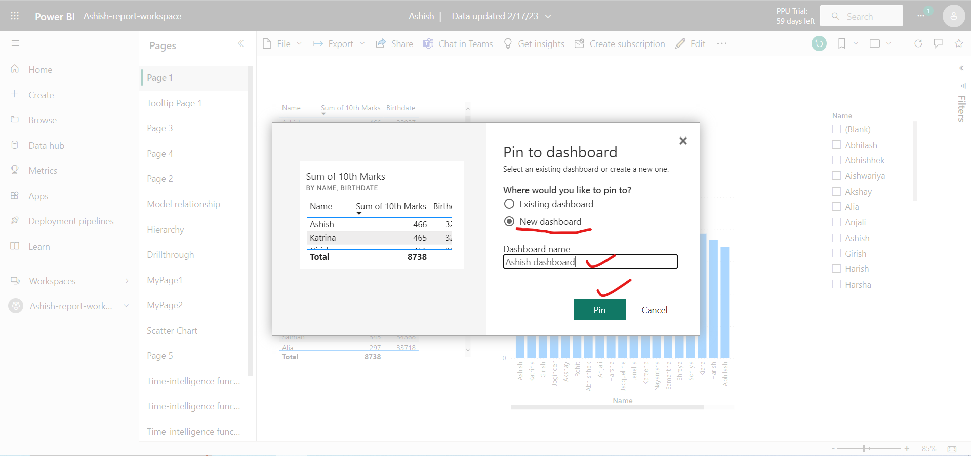 Dashboard in Power BI Service Dashboard in Power BI Service