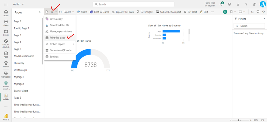Print a dashboard in Power BI Service Print a dashboard in Power BI Service