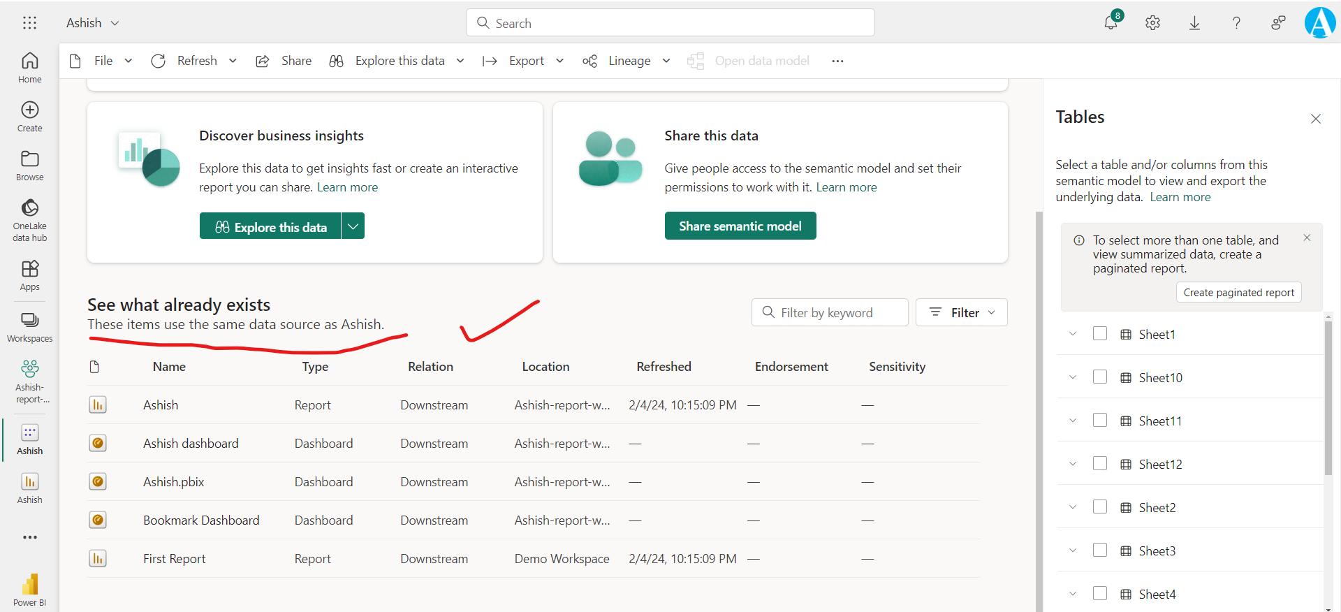 Semantic Model in Power BI Service