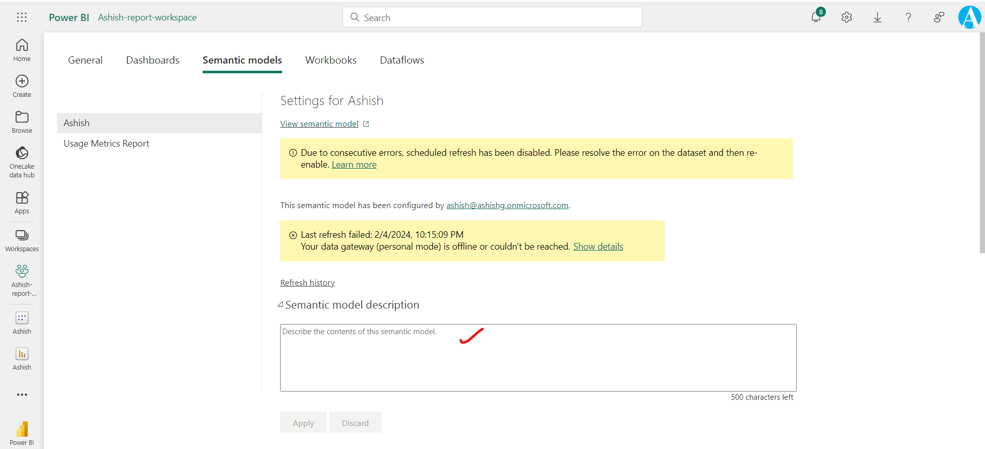 Semantic Model in Power BI Service